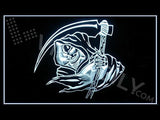 Grim Reaper Skeleton Skull Gothic LED Sign - White - TheLedHeroes