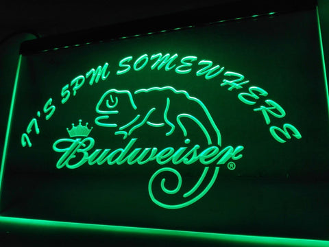 Budweiser Chameleon It's 5pm Somewhere LED Neon Sign Electrical -  - TheLedHeroes