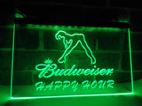 Budweiser Girl Happy Hour LED Neon Sign USB - Green - TheLedHeroes