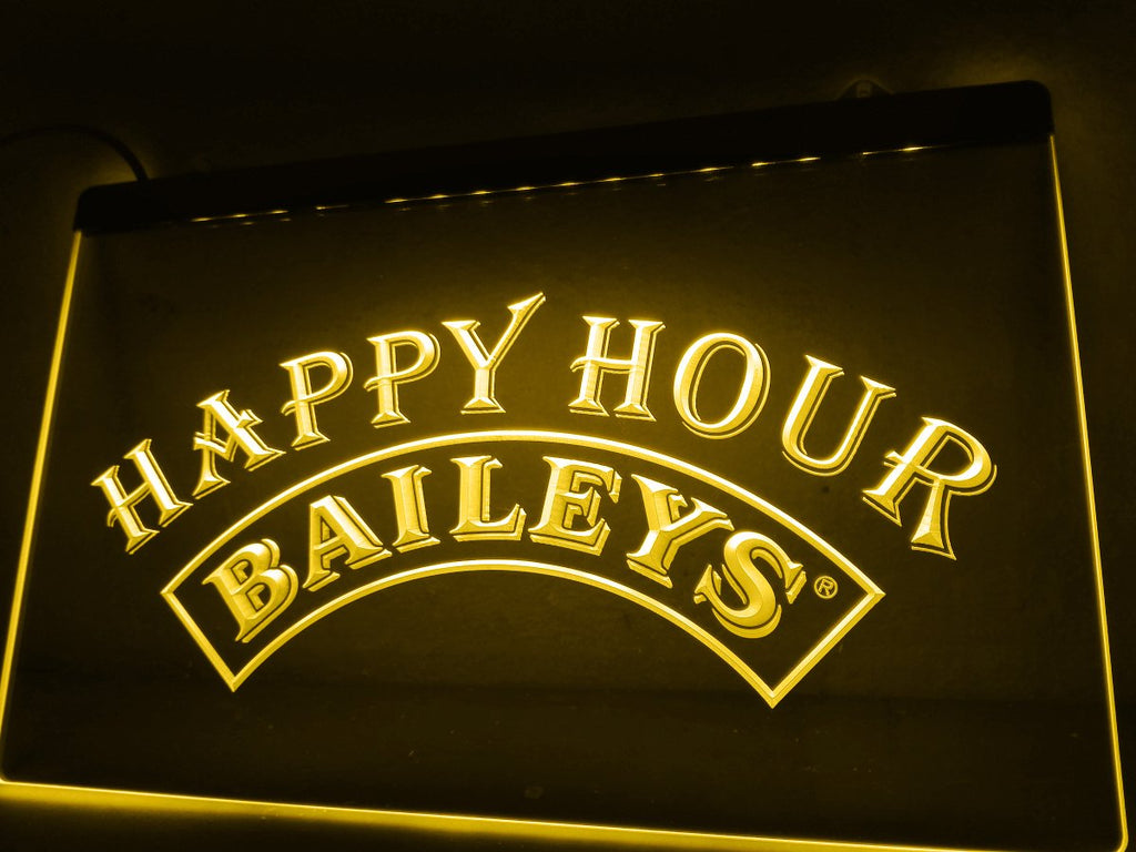 Baileys Happy Hour  LED Neon Sign USB - Yellow - TheLedHeroes