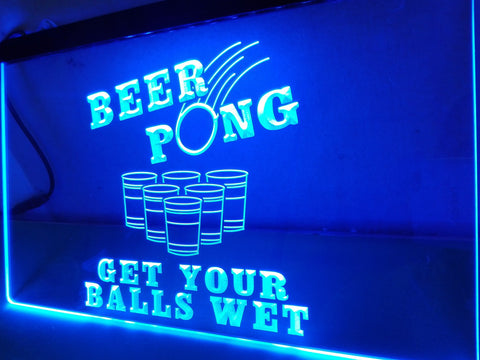 FREE Beer Pong Get Your Balls Wet LED Sign - Blue - TheLedHeroes