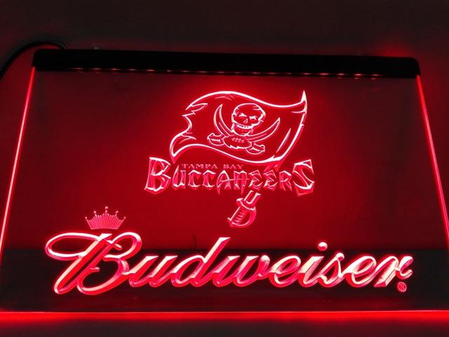 Tampa Bay Buccaneers Budweiser LED Neon Sign USB - Red - TheLedHeroes