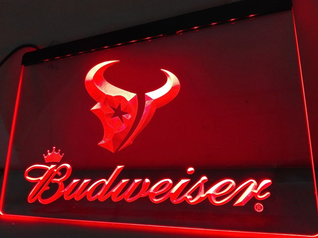 Houston Texans Budweiser LED Neon Sign Electrical - Red - TheLedHeroes