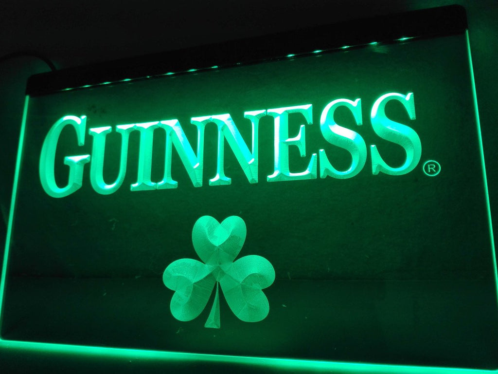 Guinness Beer Shamrock (2) LED Neon Sign Electrical - Green - TheLedHeroes