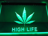Hemp Leaf High Life NR LED Neon Sign Electrical - Green - TheLedHeroes