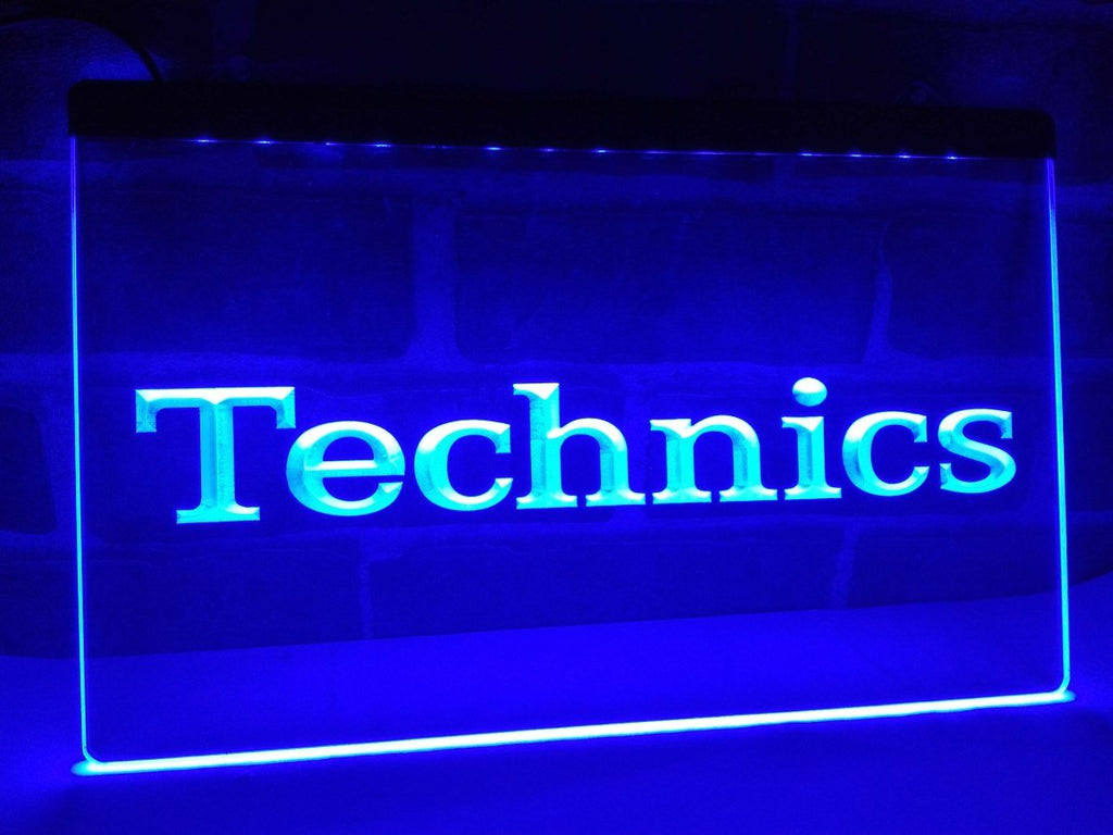 Technics Turntables DJ Music NEW LED Neon Sign USB - Blue - TheLedHeroes