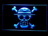 One Piece Luffy Straw Hat Pirates LED Neon Sign USB - Blue - TheLedHeroes