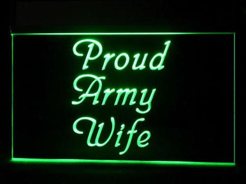 Proud Army Wife LED Neon Sign USB - Green - TheLedHeroes