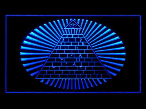 Pyramid Eye Sun Rays Masonic LED Neon Sign USB - Blue - TheLedHeroes