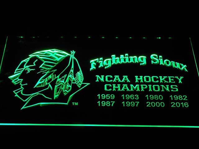 Fighting Sioux 2016 Chaimpions LED Neon Sign Electrical - Green - TheLedHeroes