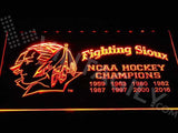 North Dakota Fighting Sioux - NCAA Hockey Championships LED Neon Sign USB - Orange - TheLedHeroes