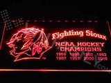 North Dakota Fighting Sioux - NCAA Hockey Championships LED Neon Sign USB - Red - TheLedHeroes