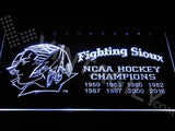 North Dakota Fighting Sioux - NCAA Hockey Championships LED Neon Sign USB - White - TheLedHeroes