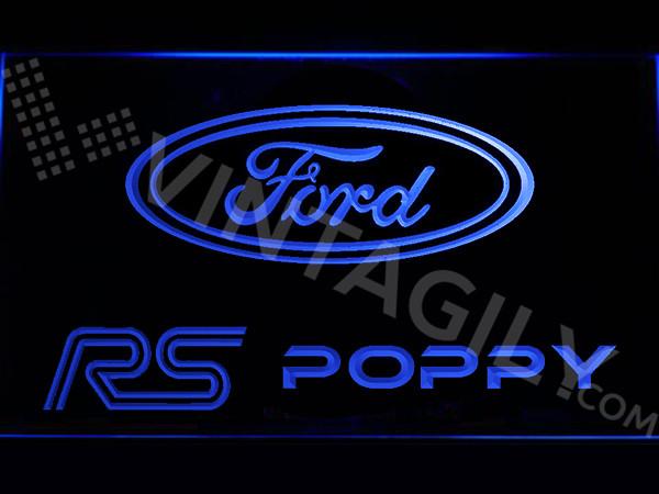 Ford RS Poppy LED Neon Sign USB - Blue - TheLedHeroes