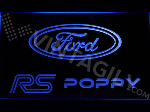 Ford RS Poppy LED Neon Sign USB - Blue - TheLedHeroes