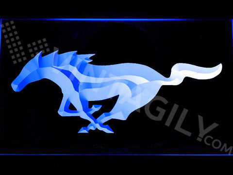 Mustang Logo LED Sign - Blue - TheLedHeroes