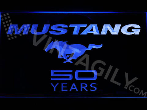 Mustang 50 Years LED Sign - Blue - TheLedHeroes