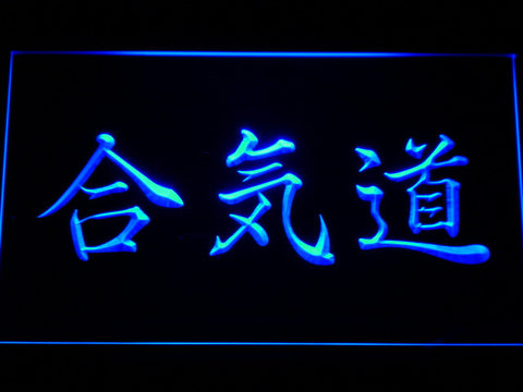 Aikido Sensei Kanji LED Sign - Blue - TheLedHeroes