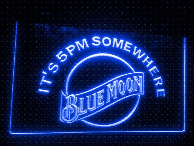 Blue Moon It's 5pm Somewhere LED Neon Sign Electrical - Blue - TheLedHeroes