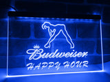 Budweiser Girl Happy Hour LED Neon Sign Electrical - Blue - TheLedHeroes