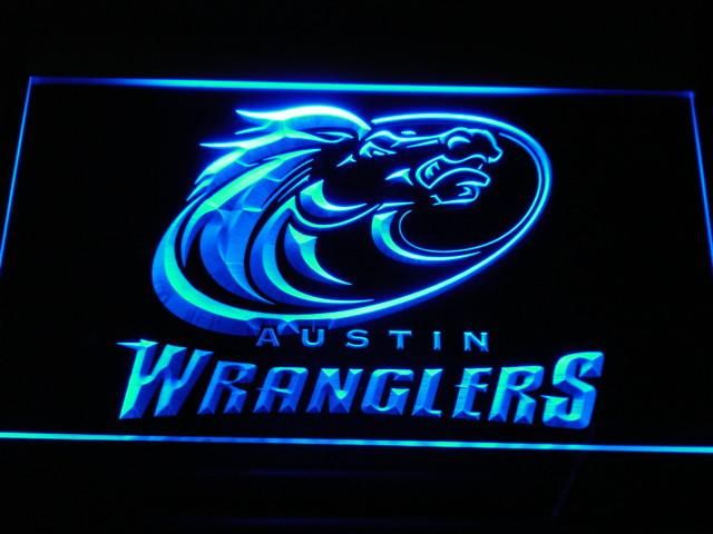 Austin Wranglers LED Neon Sign USB - Blue - TheLedHeroes