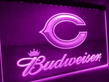 Chicago Bears Budweiser LED Neon Sign USB - Purple - TheLedHeroes