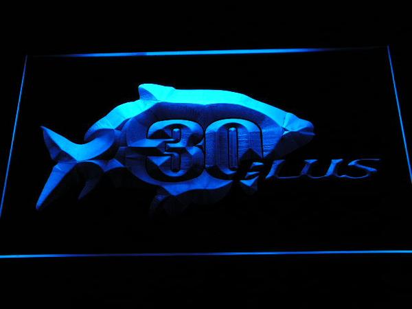 30 Plus Fishing Logo LED Sign - Blue - TheLedHeroes