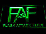 FAF Flash Attack Flies Fishing Logo LED Sign - Green - TheLedHeroes