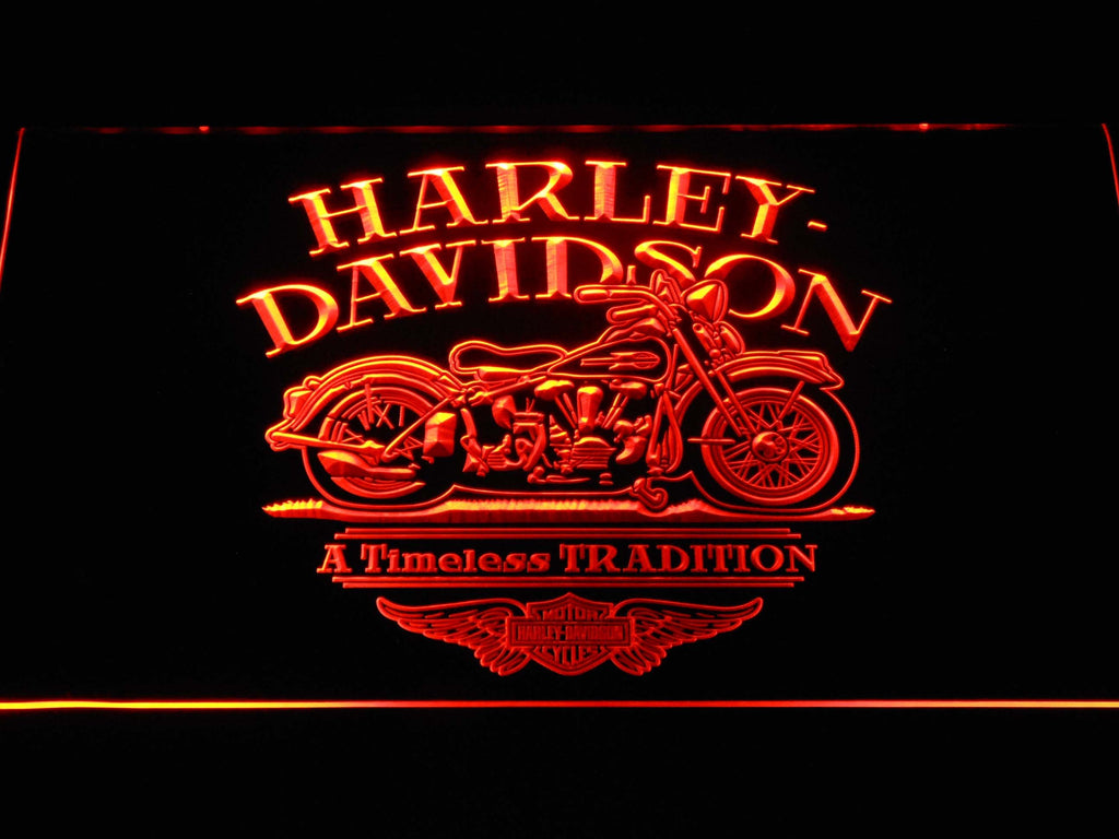 Harley Davidson a Timeless Tradition LED Neon Sign Electrical - Orange - TheLedHeroes