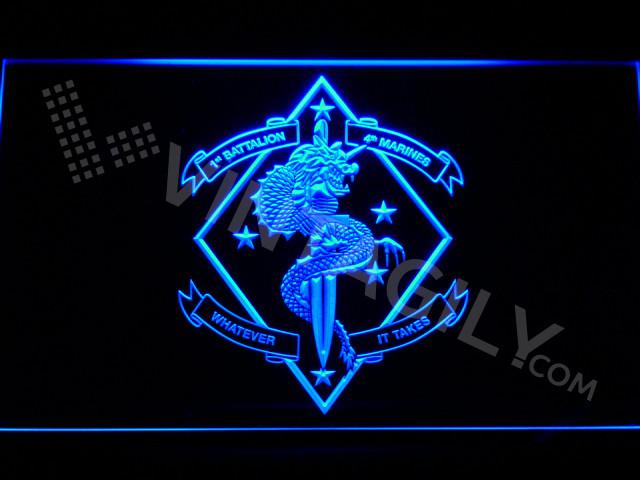 1st Battalion 4th Marines LED Neon Sign USB - Blue - TheLedHeroes