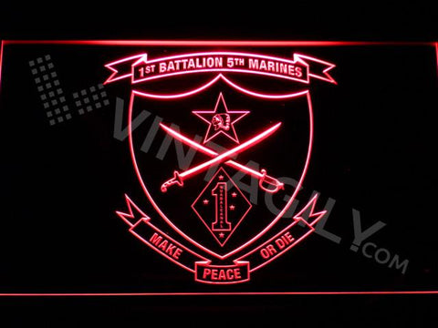 1st Battalion 5th Marines LED Neon Sign Electrical - Red - TheLedHeroes