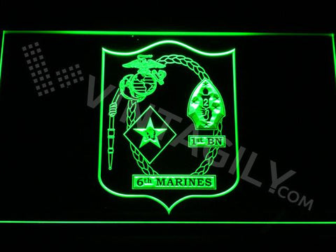 1st Battalion 6th Marines LED Neon Sign USB - Green - TheLedHeroes