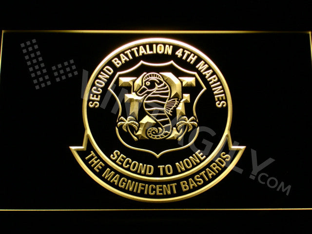 2nd Battalion 4th Marines LED Sign - Yellow - TheLedHeroes