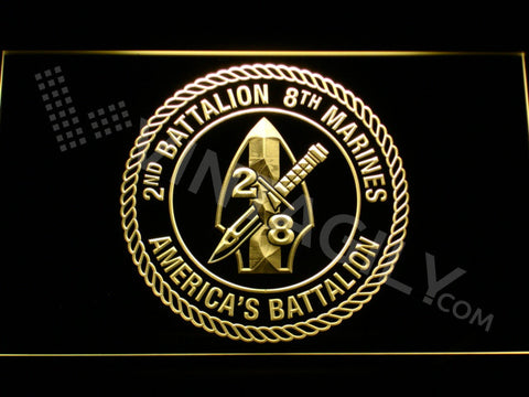 2nd Battalion 8th Marines LED Sign - Yellow - TheLedHeroes