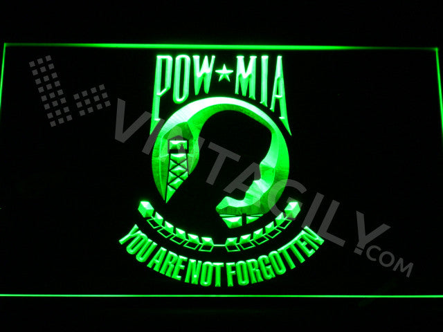 FREE Prisoners Of War - Missing In Action (POW-MIA) LED Sign - Green - TheLedHeroes