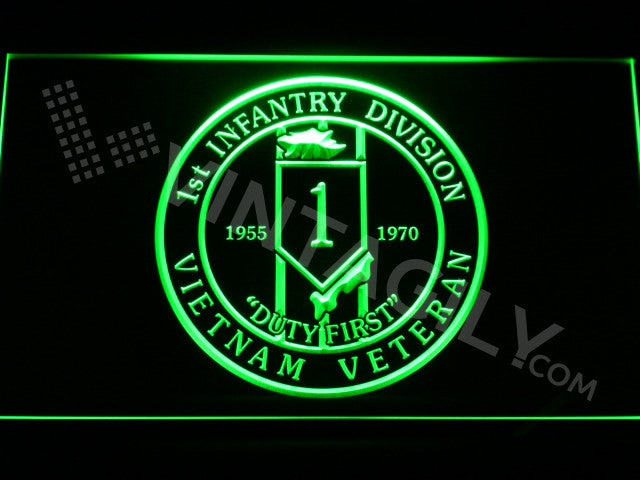 FREE 1st Infantry Division Vietnam Veteran LED Sign - Green - TheLedHeroes