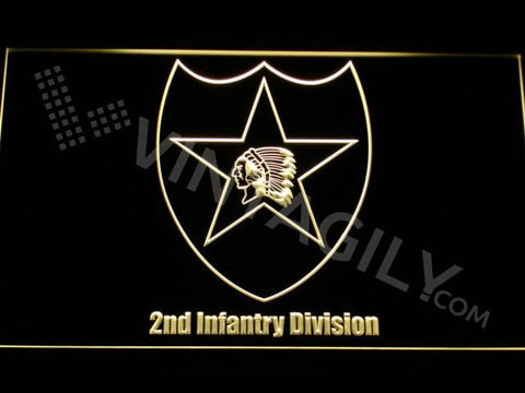 2nd Infantry Division LED Neon Sign USB - Yellow - TheLedHeroes