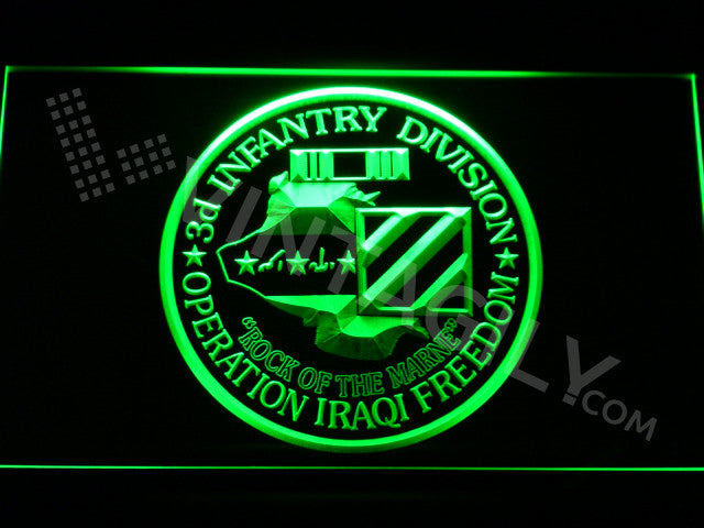 3rd Infantry Division (Operation Iraqi) LED Sign - Green - TheLedHeroes