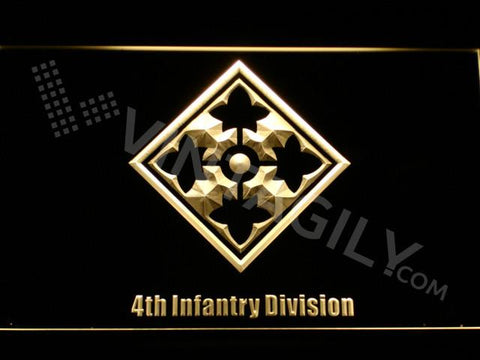 4th Infantry Division LED Neon Sign USB - Yellow - TheLedHeroes