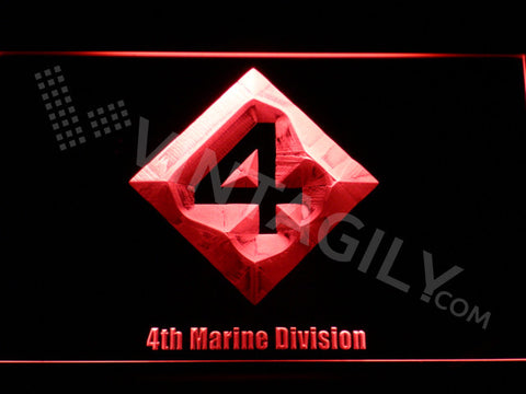 FREE 4th Marine Division LED Sign - Red - TheLedHeroes