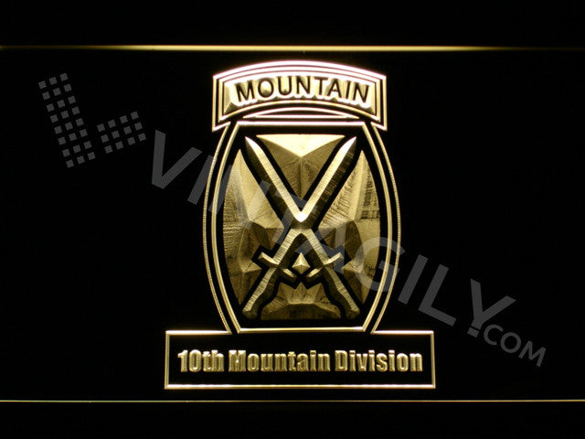 FREE 10th Mountain Division LED Sign - Yellow - TheLedHeroes