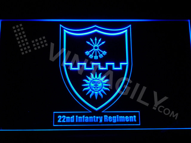 FREE 22nd Infantry Regiment LED Sign - Blue - TheLedHeroes