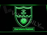 22nd Infantry Regiment LED Neon Sign USB - Green - TheLedHeroes