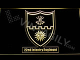 22nd Infantry Regiment LED Neon Sign Electrical - Yellow - TheLedHeroes