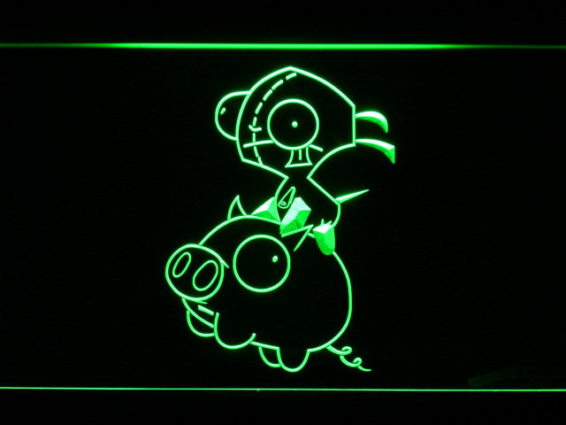 Invader Zim Piggy LED Sign - Green - TheLedHeroes