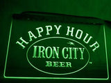 Iron City Beer Happy Hour LED Neon Sign Electrical - Green - TheLedHeroes