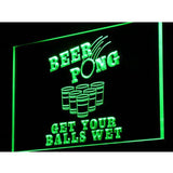 Beer Pong Get Your Balls Wet LED Neon Sign USB - Green - TheLedHeroes