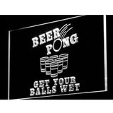 Beer Pong Get Your Balls Wet LED Neon Sign USB - White - TheLedHeroes