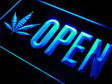 Open Marijuana LED Neon Sign USB - Blue - TheLedHeroes