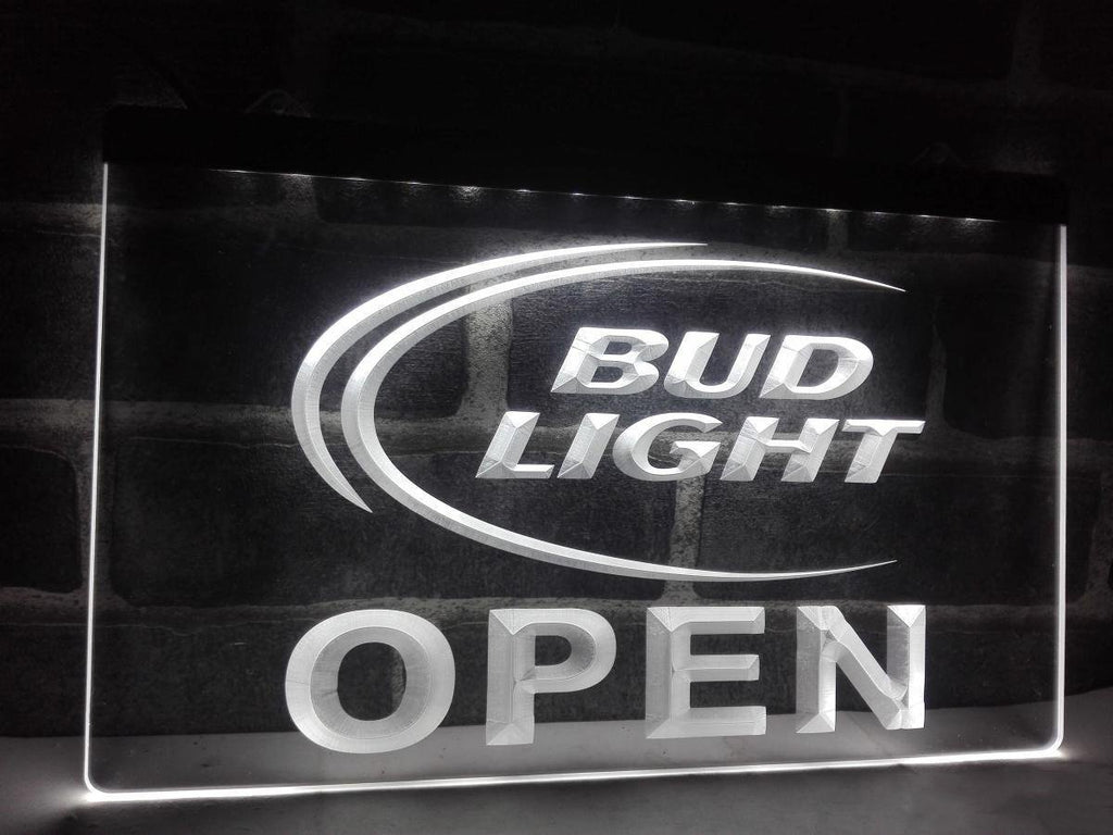 Bud Light Open LED Neon Sign USB - White - TheLedHeroes